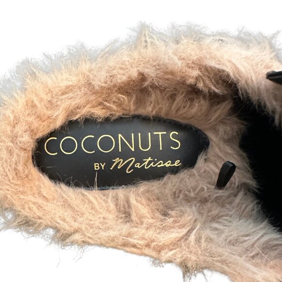 Coconuts by Matisse Faux Fur Chain Slip-On Loafers | Black Leather Mules - Picture 5 of 7
